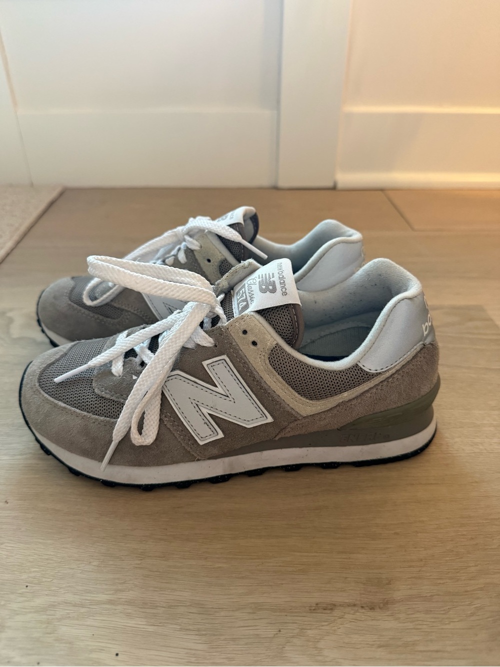 New Balance Women's Grey & White Suede Sneakers